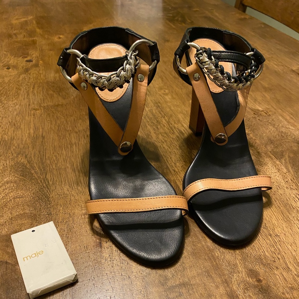 Maje Birdie Leather Sandal